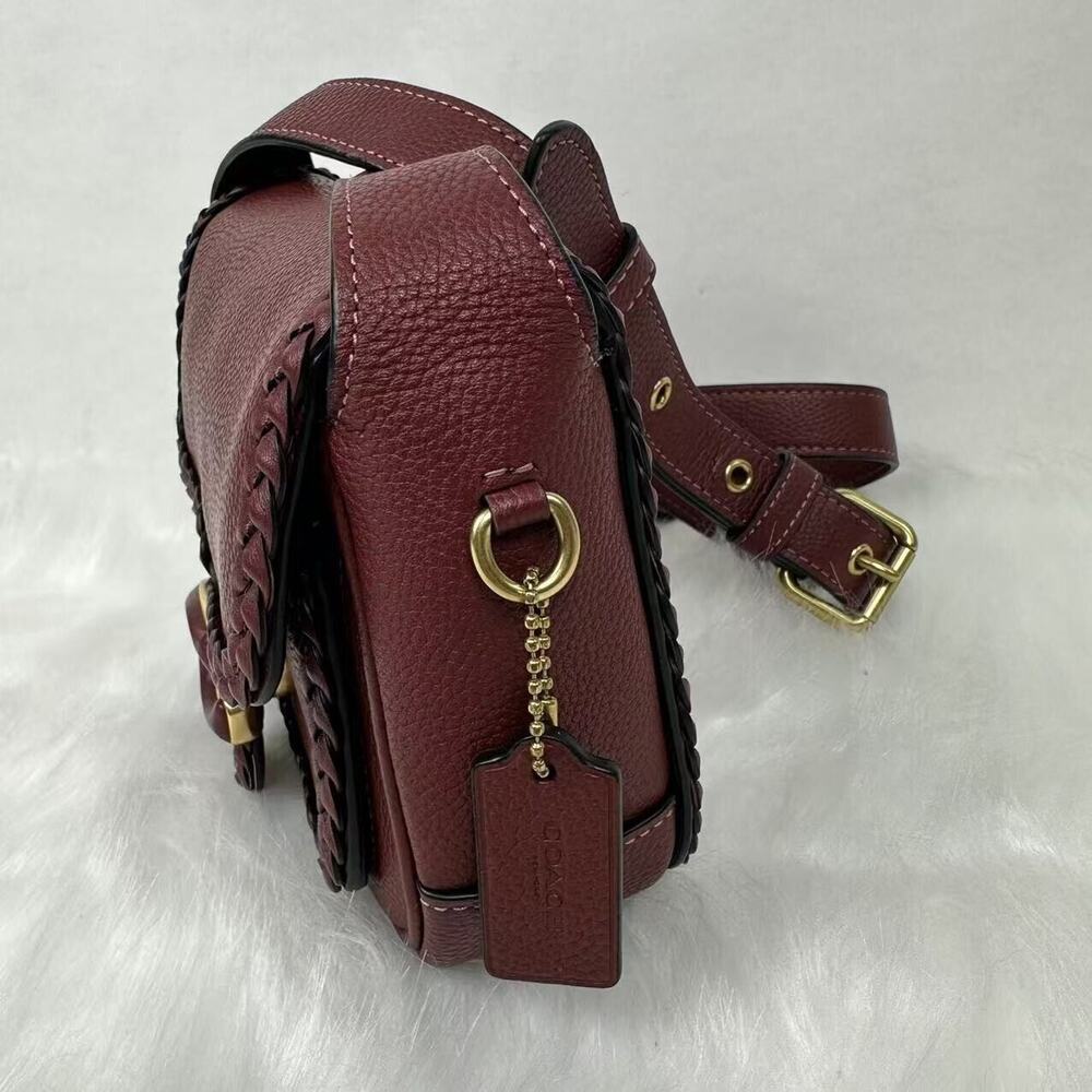 Coach Tabby Messenger 19 With Braid Crossbody In Brass/Wine Leather NWT CJ837 - Picture 3 of 10